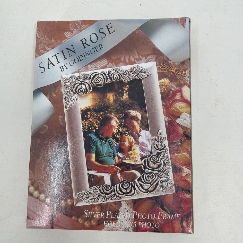 Satin Rose Godinger Silver Plated Photo Frame 3x5 Floral Rose New In Box
